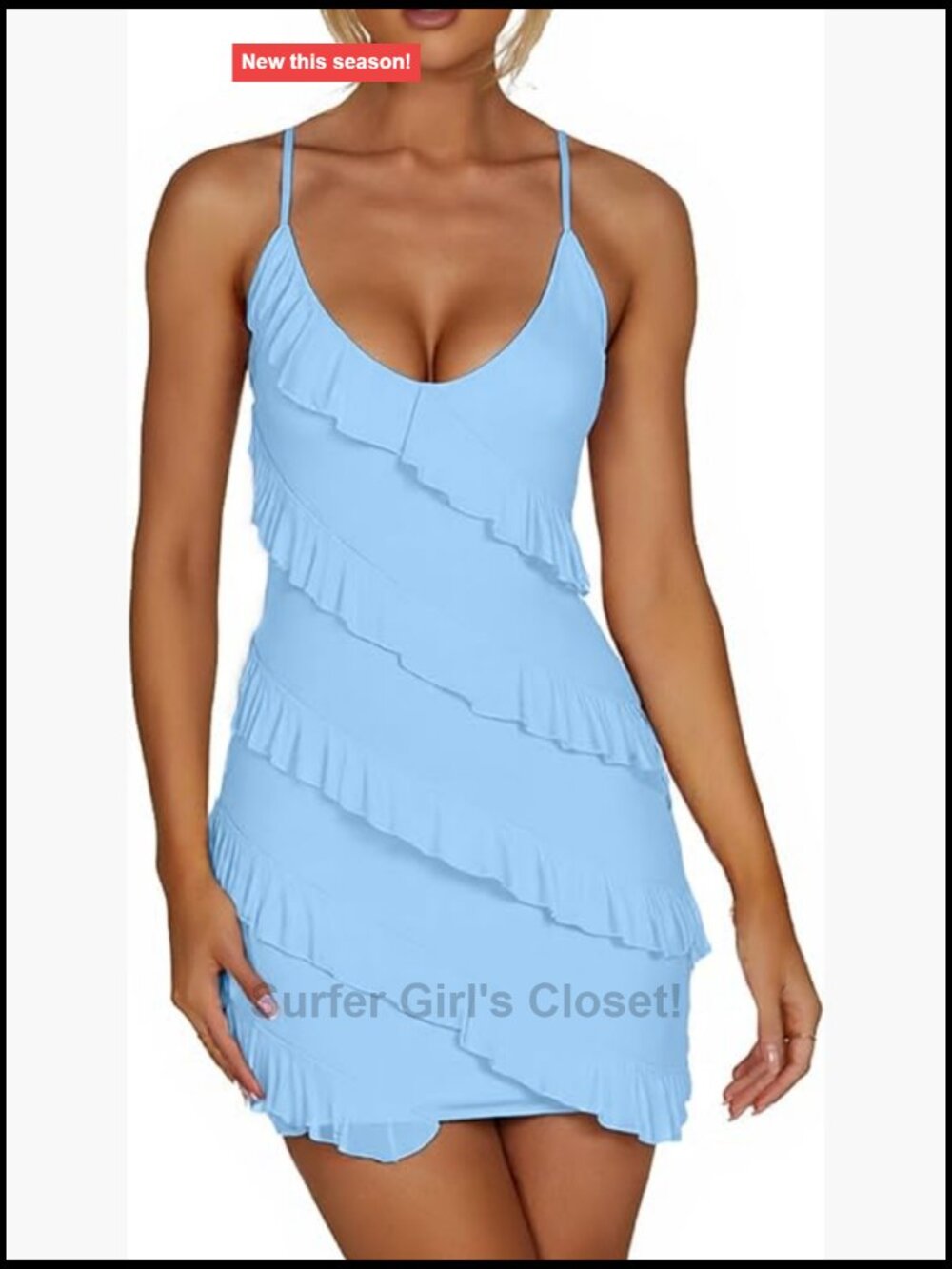 Women's Bodycon Spaghetti Strap Ruched Party Mini Dress V-Neck
